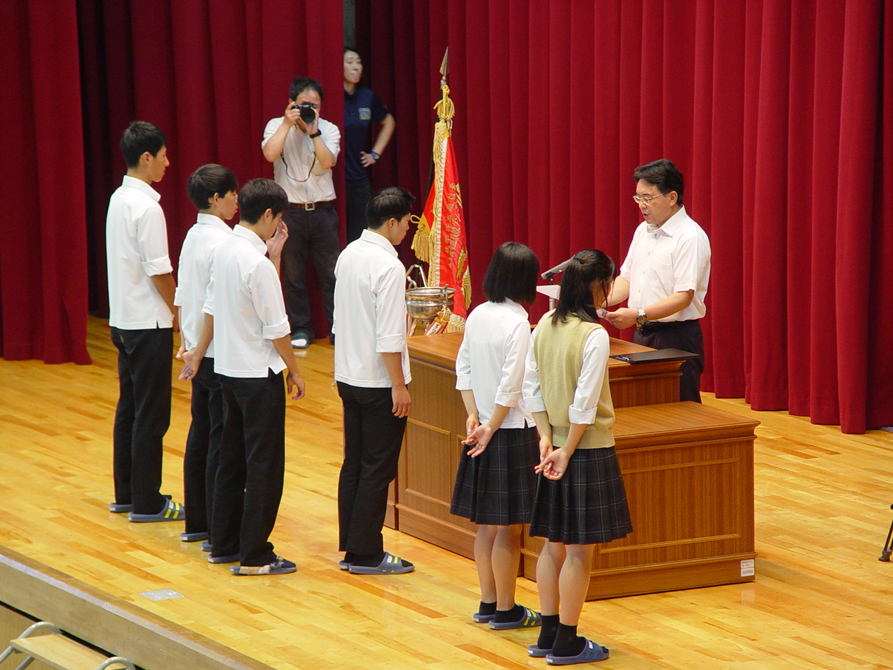 伝達表彰・ALT離任式・終業式・生徒集会 福井県立坂井高等学校